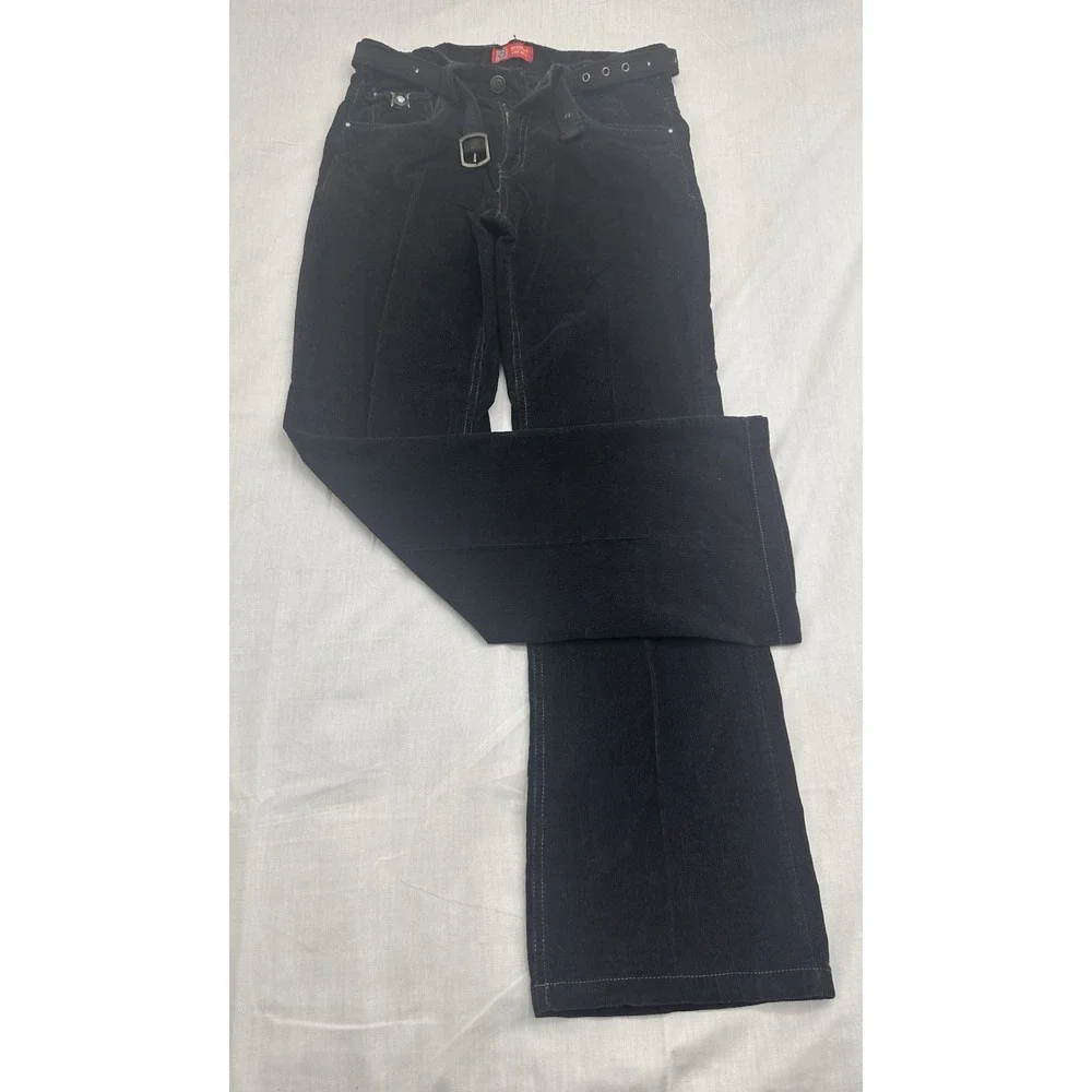 Faded Glory  Girls Size 14 Black Corduroy Bootcut Pants With Belt